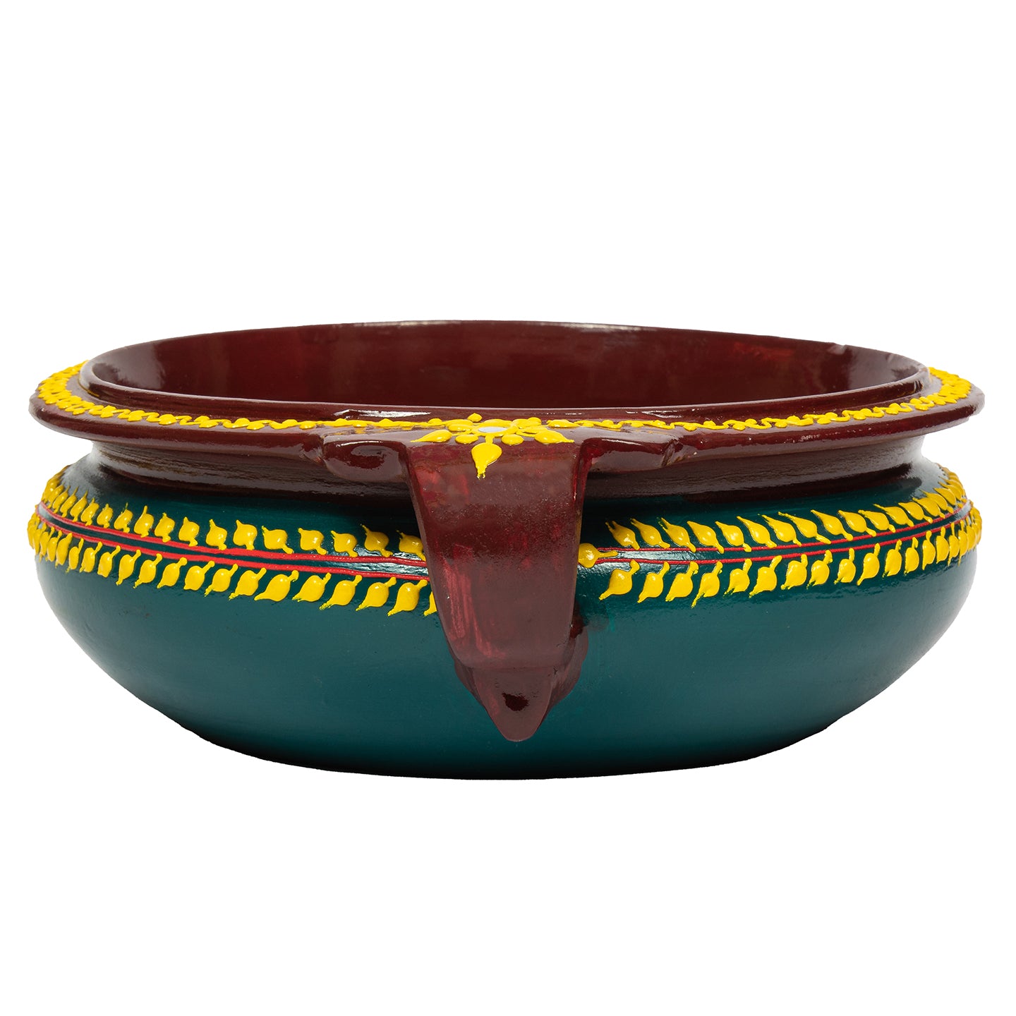 Hand Painted  Terracotta urli/Decorative Bowl (Green)