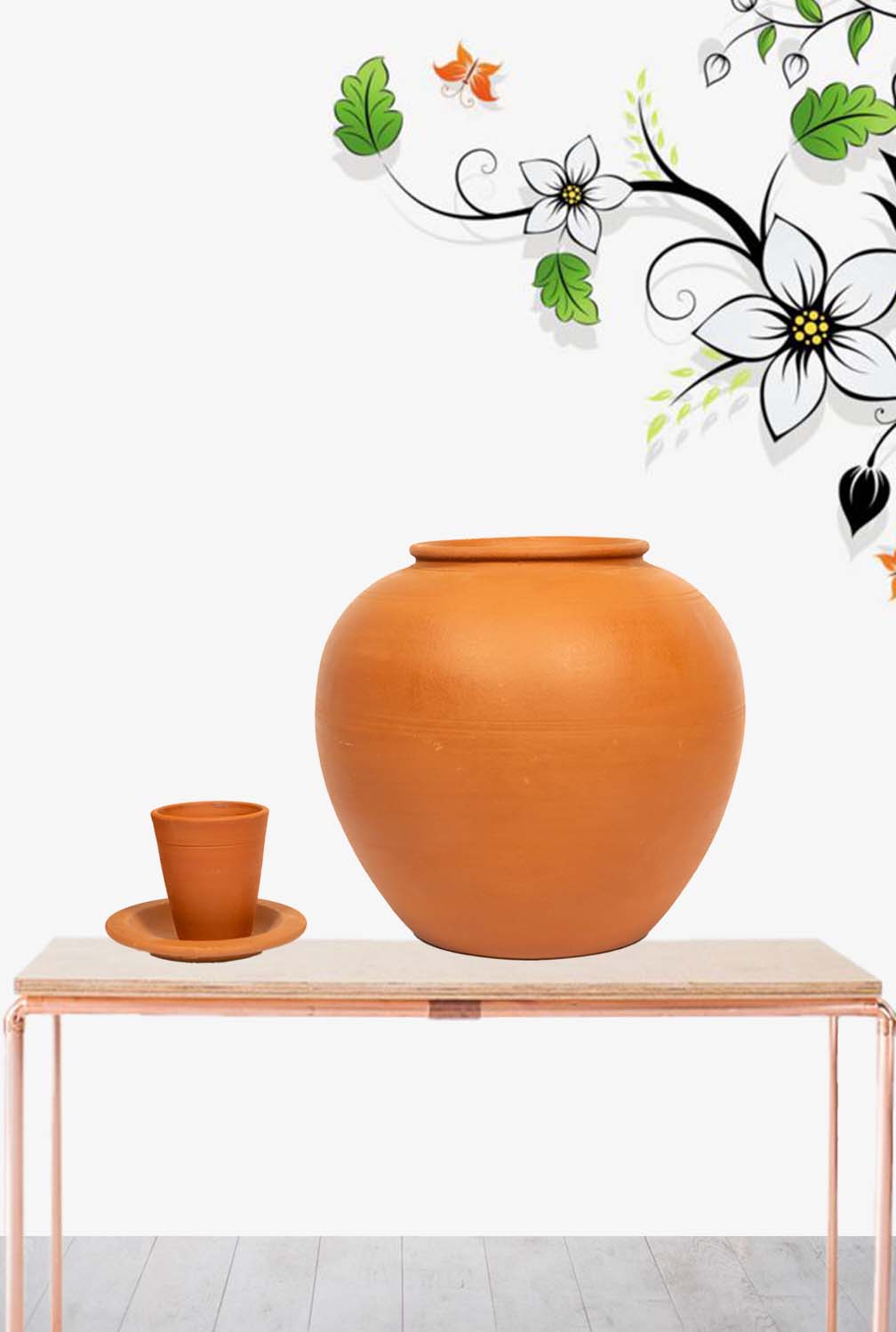 Village Decor Earthen Clay Water Pot with Lid (Pre-seasoned) 6000 ml