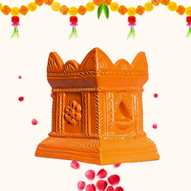 Terracotta Gardening Brindavan Tulsi Pot (B*H - 7*10 inch)