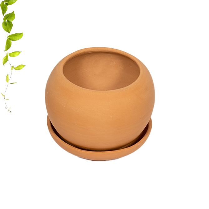 Terracotta Apple Shape Flower Pot with Bottom Tray, 1 Piece