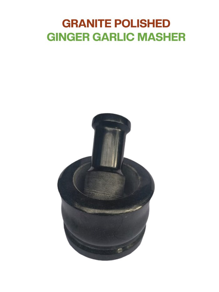 Granite Polished Ginger Garlic Masher - 5 inch | Stone Mortar & Pestle Set | Handmade Hamam Dasta