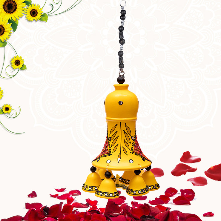 Terracotta Hanging Yellow  Bell - 24 inch