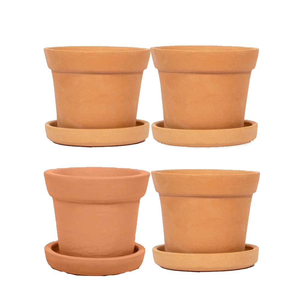 Terracotta Cone-shaped Elegance Garden Set of 4 - 5 inch, 6 inch, 7 inch, 8 inch Planters