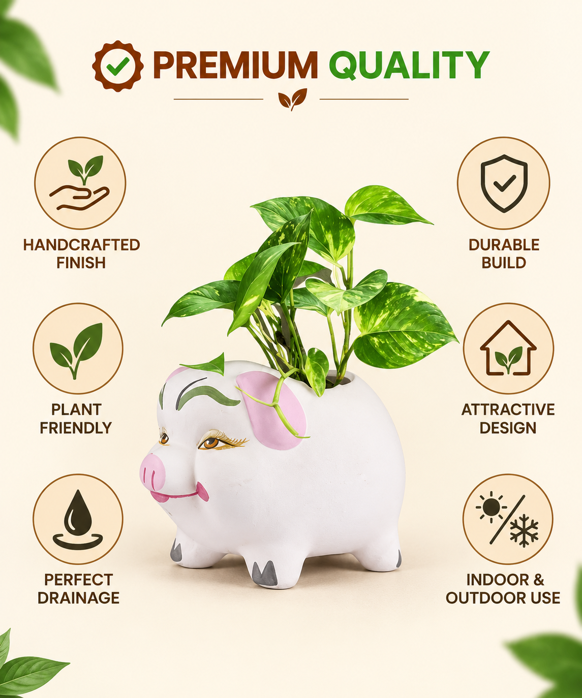 Terracotta Money Plant/ Piggy Planter-1qty