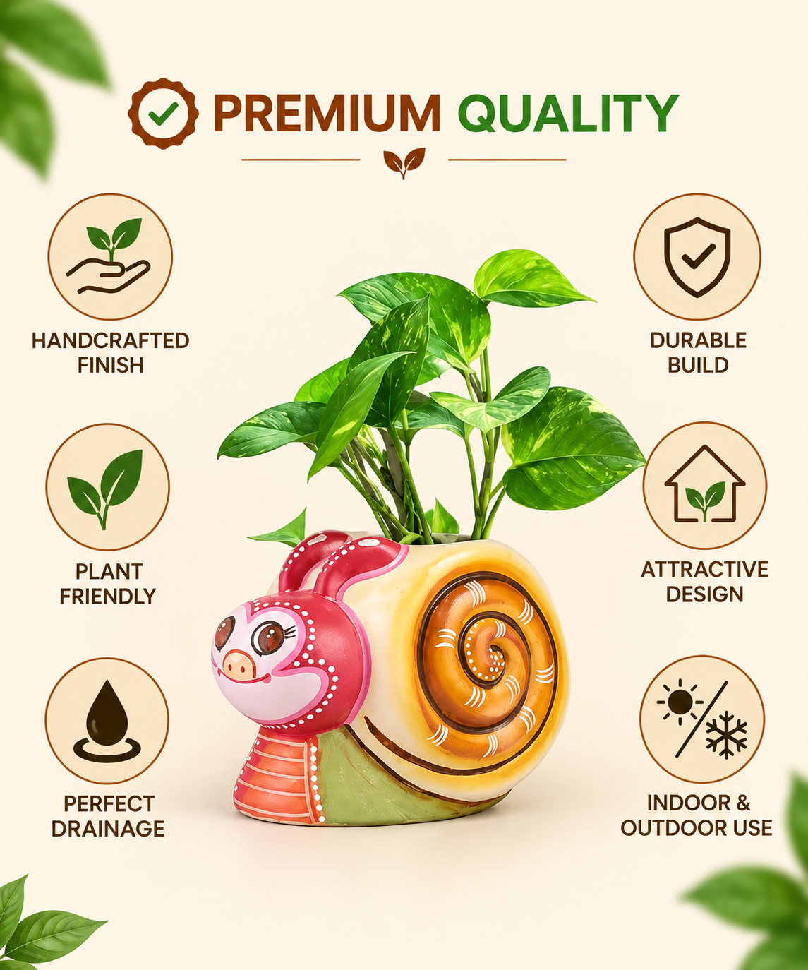Terracotta Money Plant Snail Planter