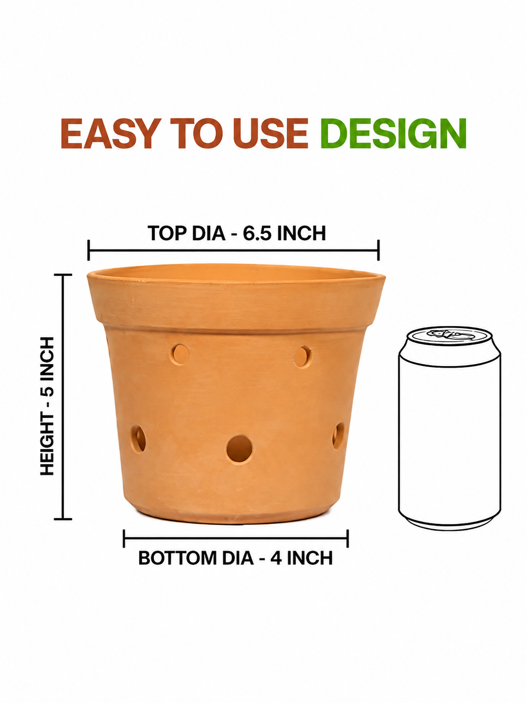 Terracotta Orchid Pot 6 inch without tray