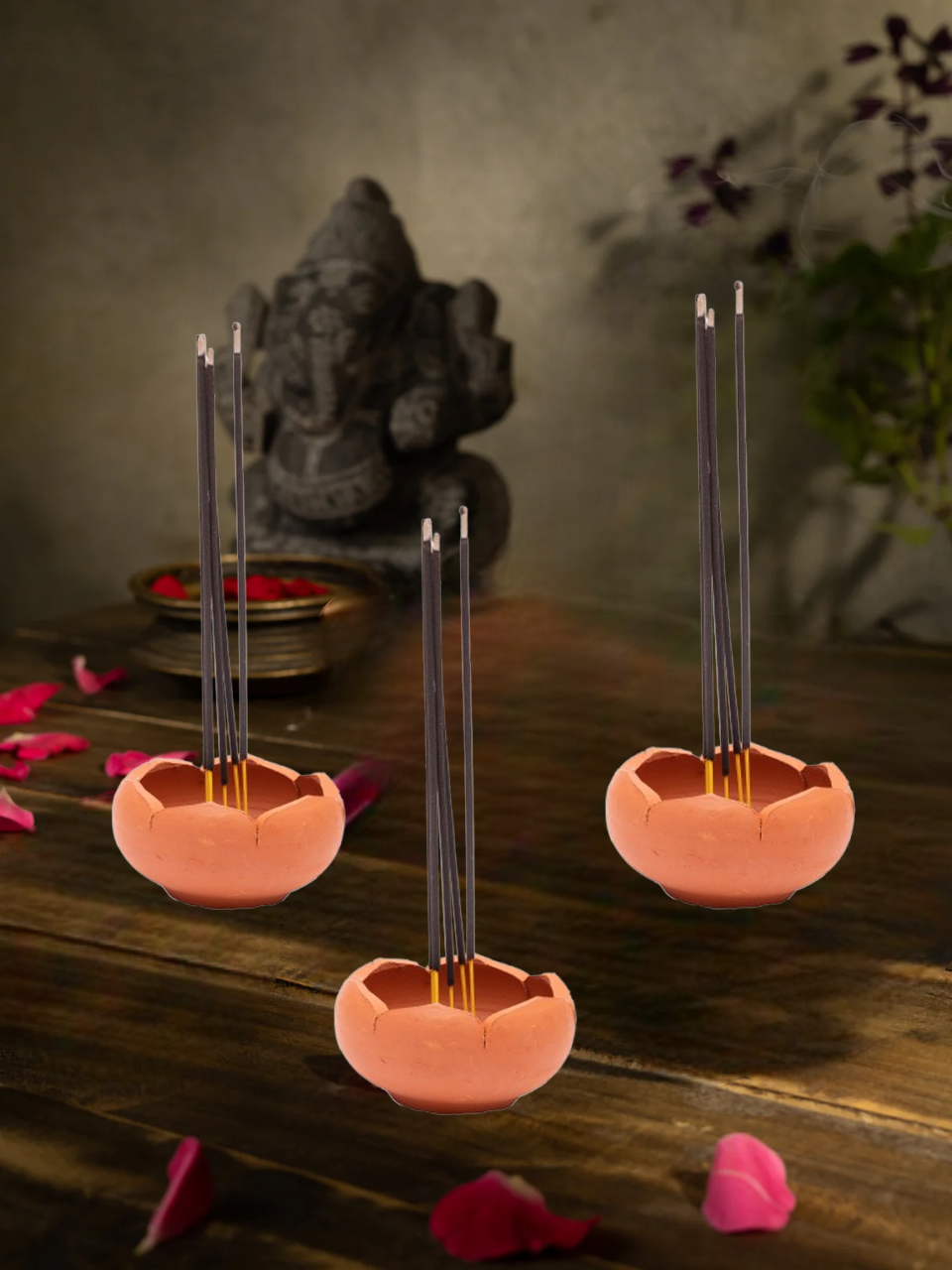Terracotta agarbatti Stand / Vathi Stand, Incense Stick Holder (Pack of 3)