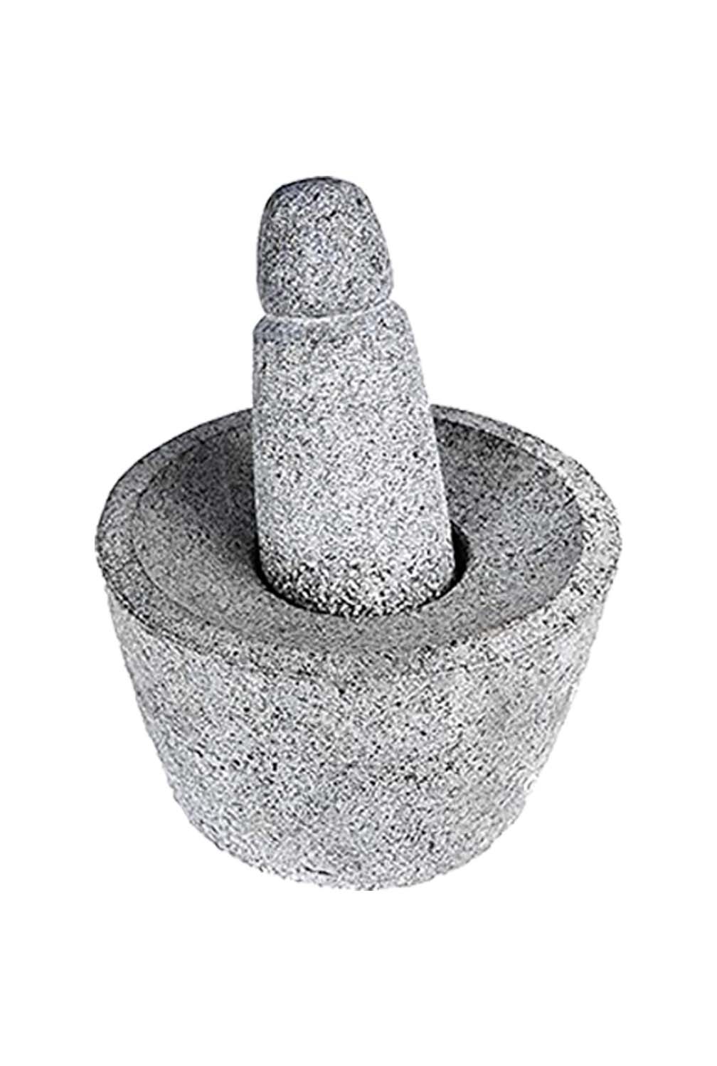 Black stone mortar & pestle / attukal ( B*H -10*6 inch)