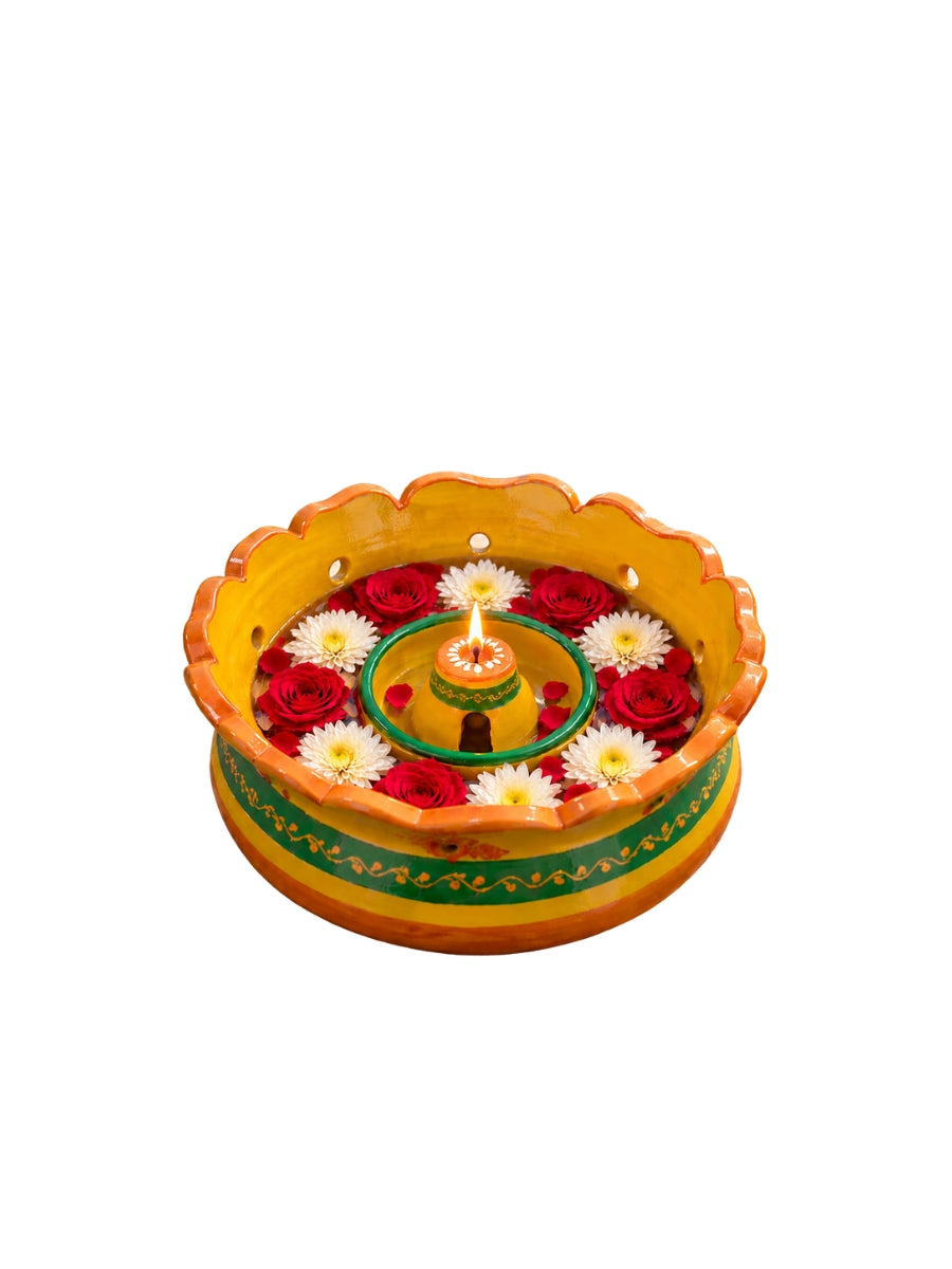 Handcrafted Yellow Terracotta Vallalar Diya