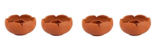 Earthen Clay Diyas Lotus lamp - 4 Qty