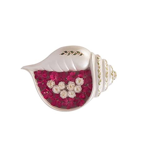 Terracotta Decorative Sangu Urli Bowl - Pearl White