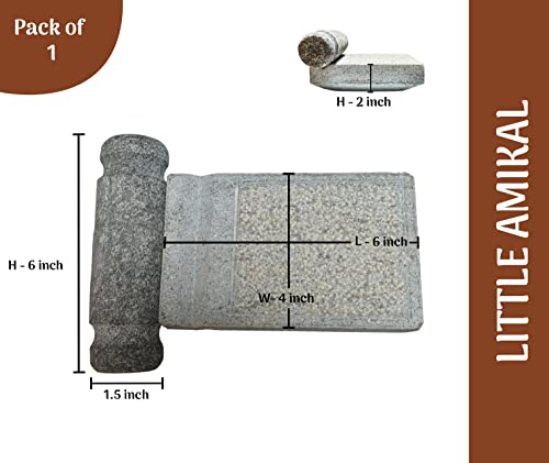 Black Stone small Mortar & Pestle/ ammikallu-6inch for pooja room and kids play