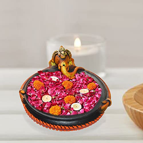 Terracotta Decorative Bowl / Ganesha Urli  -7.5 inch