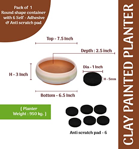 Terracotta Bowl Shape Painted Planter -7.5 inch