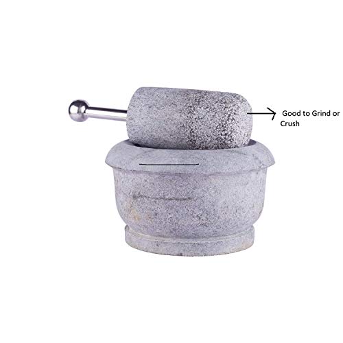 Black Stone Unpolished Attukal | Rubbu Rollu | Mortar & Pestle (B * H - 10* 6.5 inch)