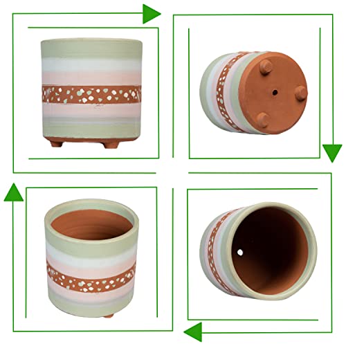 Terracotta Painted Plant Container with Bottom Tray