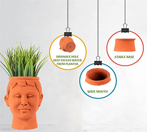 Terracotta face Shape Planter Indoor / Outdoor
