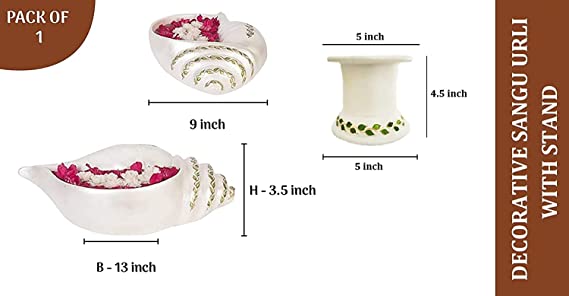 Terracotta Decorative Sangu urili with Stand - Pearl White