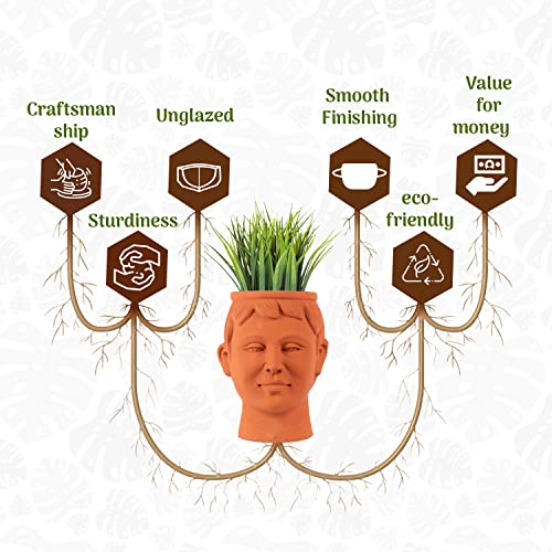 Terracotta face Shape Planter Indoor / Outdoor