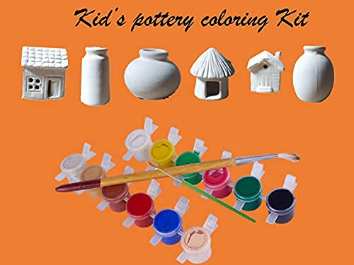 Fun educational pottery coloring set for kids to paint and decorate.