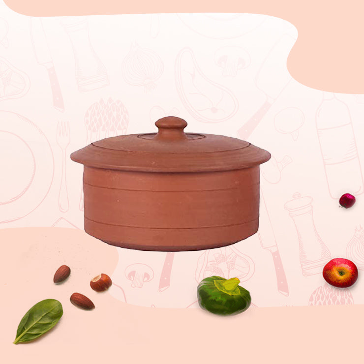 Earthen Clay Curd Pot / Dahi Pot with lid 1000 ML