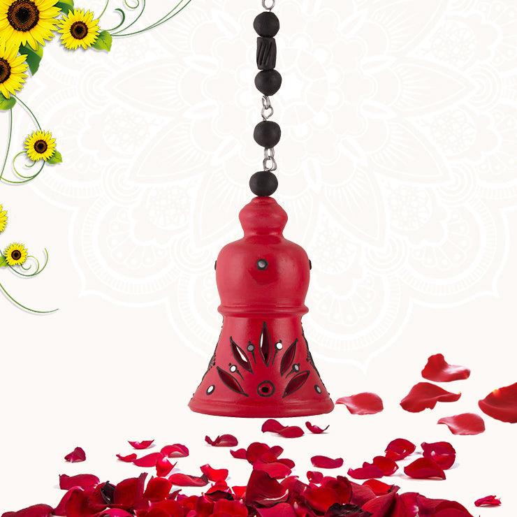 Terracotta Decorative Hanging Red Bell - 11.8 inch
