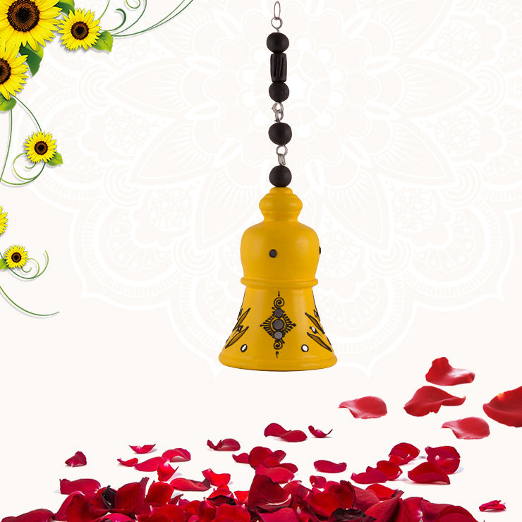 Terracotta  Decorative Hanging  Yellow Bell , 11.8 inch