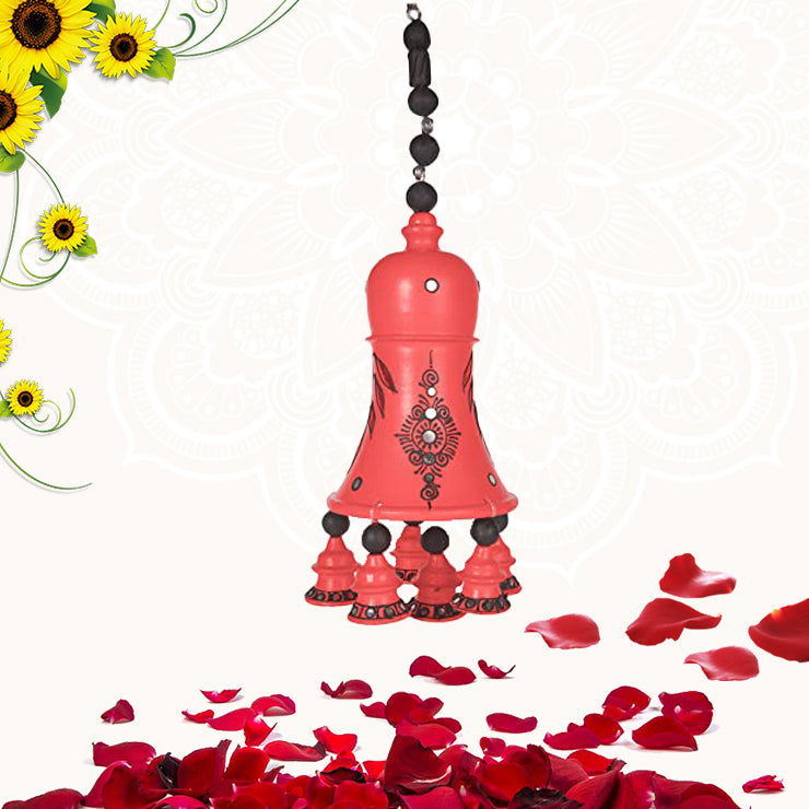 Terracotta Hanging Red Bell - 19 inch