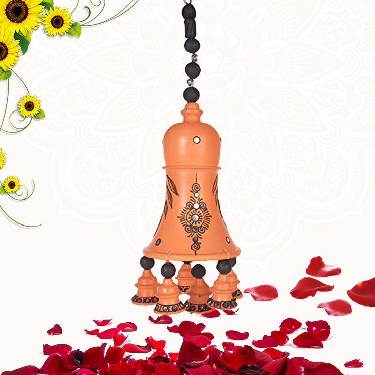 Terracotta  Hanging Orange Bell - 19 inch