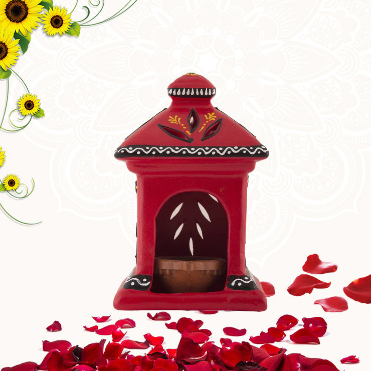 Terracotta Diwali Diya/Tealight / Oil Lamps for Pooja-Red