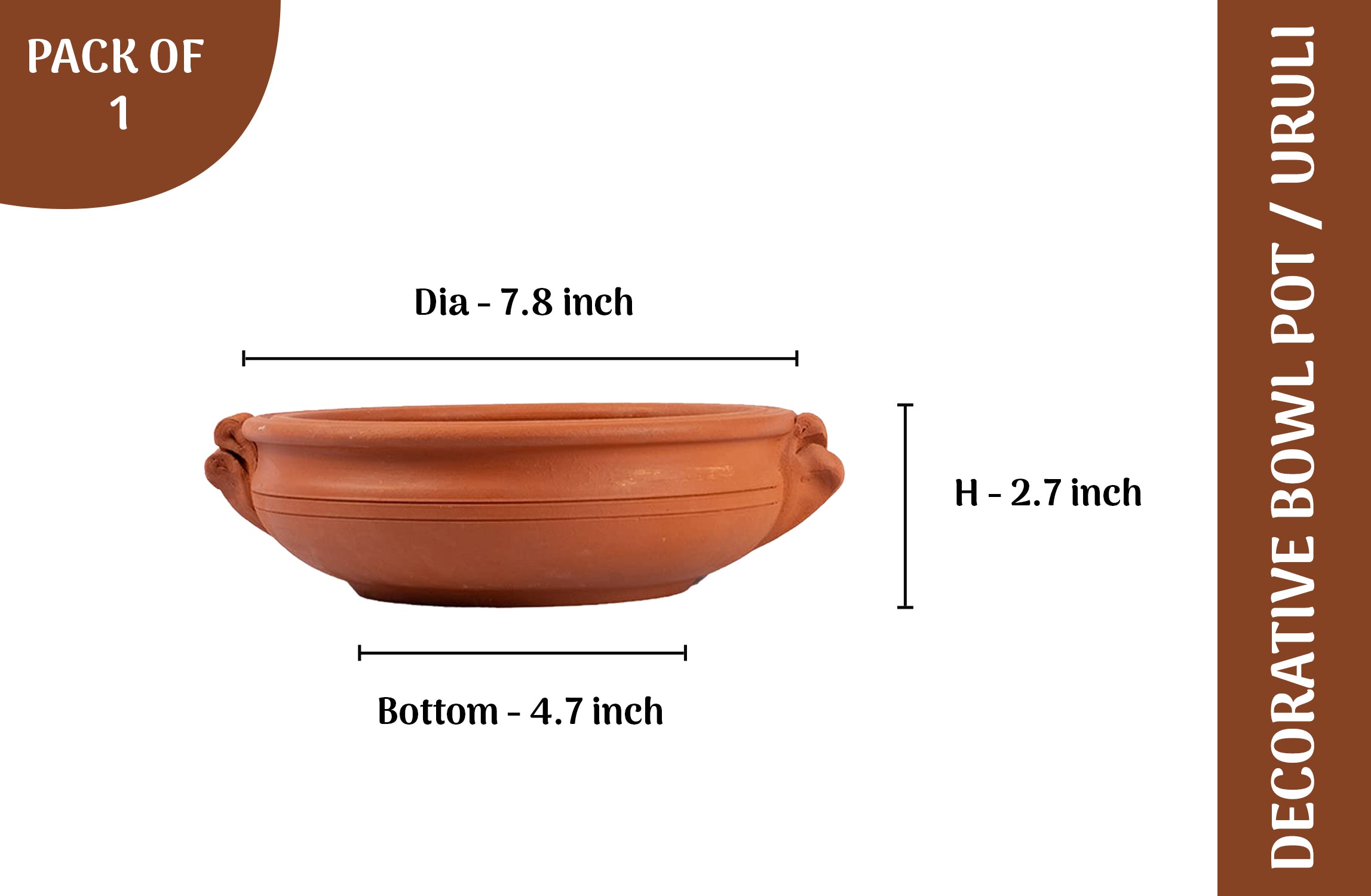 Terracotta Floral Decorative Pot -1000 ml